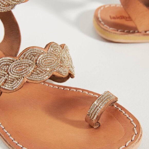 NEW Free People - Bead Embroidered Sparkle Leather Strap Sandals - size 7 - Picture 3 of 10